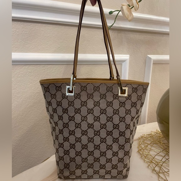 Gucci small tote canvas and mustard leather gold hardware - Picture 2 of 11